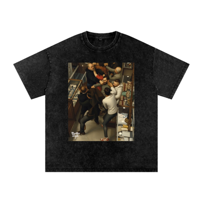 ICED OUT AND CRASHEDD OUT Snow Washed Oversized Cotton T-Shirt