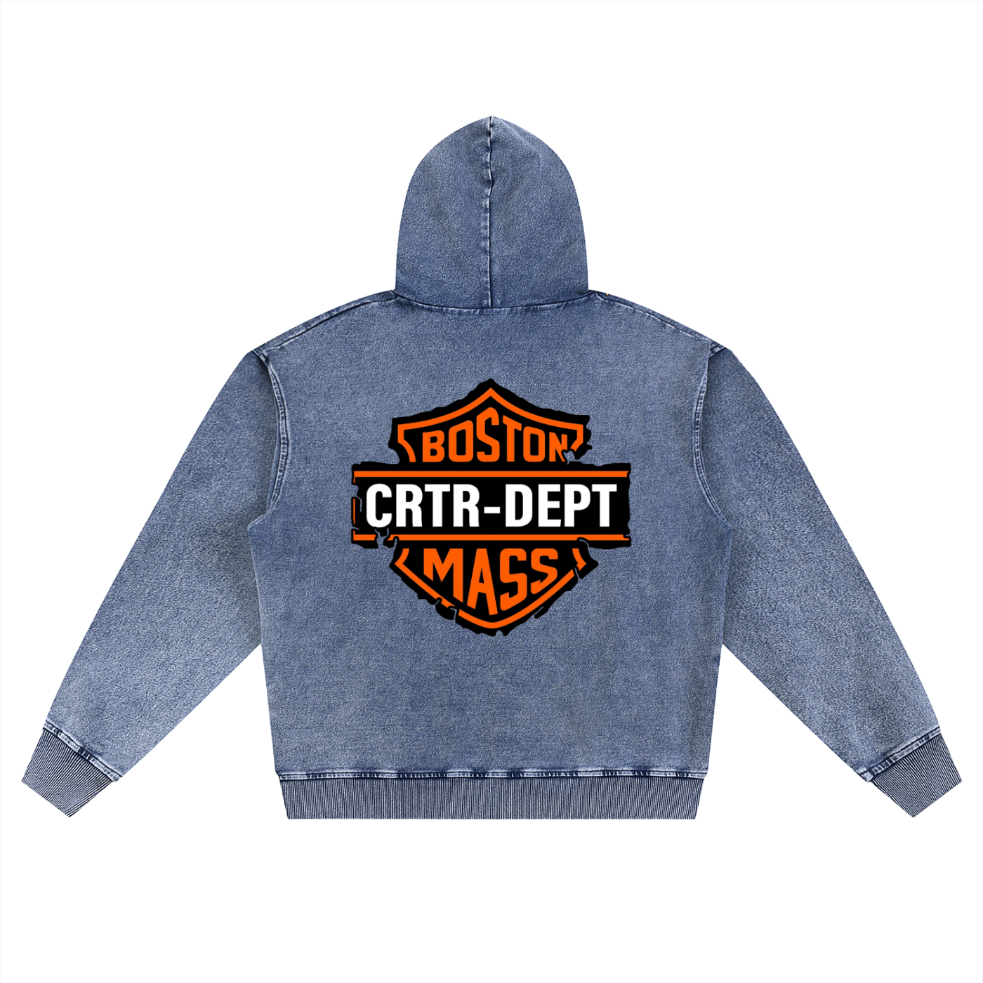 Biker CRTR Denim Wash Oversized Zip-Up Hoodie