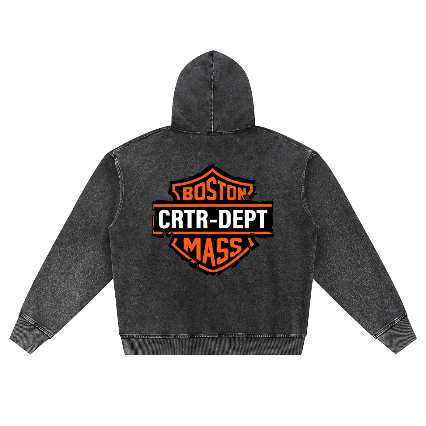 Biker CRTR Denim Wash Oversized Zip-Up Hoodie